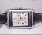 Replica Jaeger LeCoultre White Face Black Leather Watch